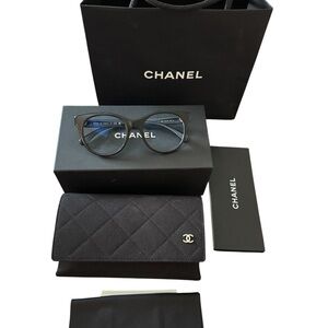 Chanel Black Eyewear Frame eyeglasses, crystal logo